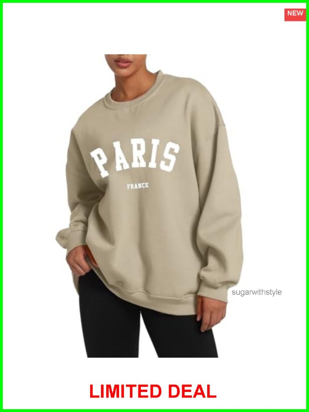 Oversized Crewneck Sweatshirt Cotton Polyester Pullover Casual Top